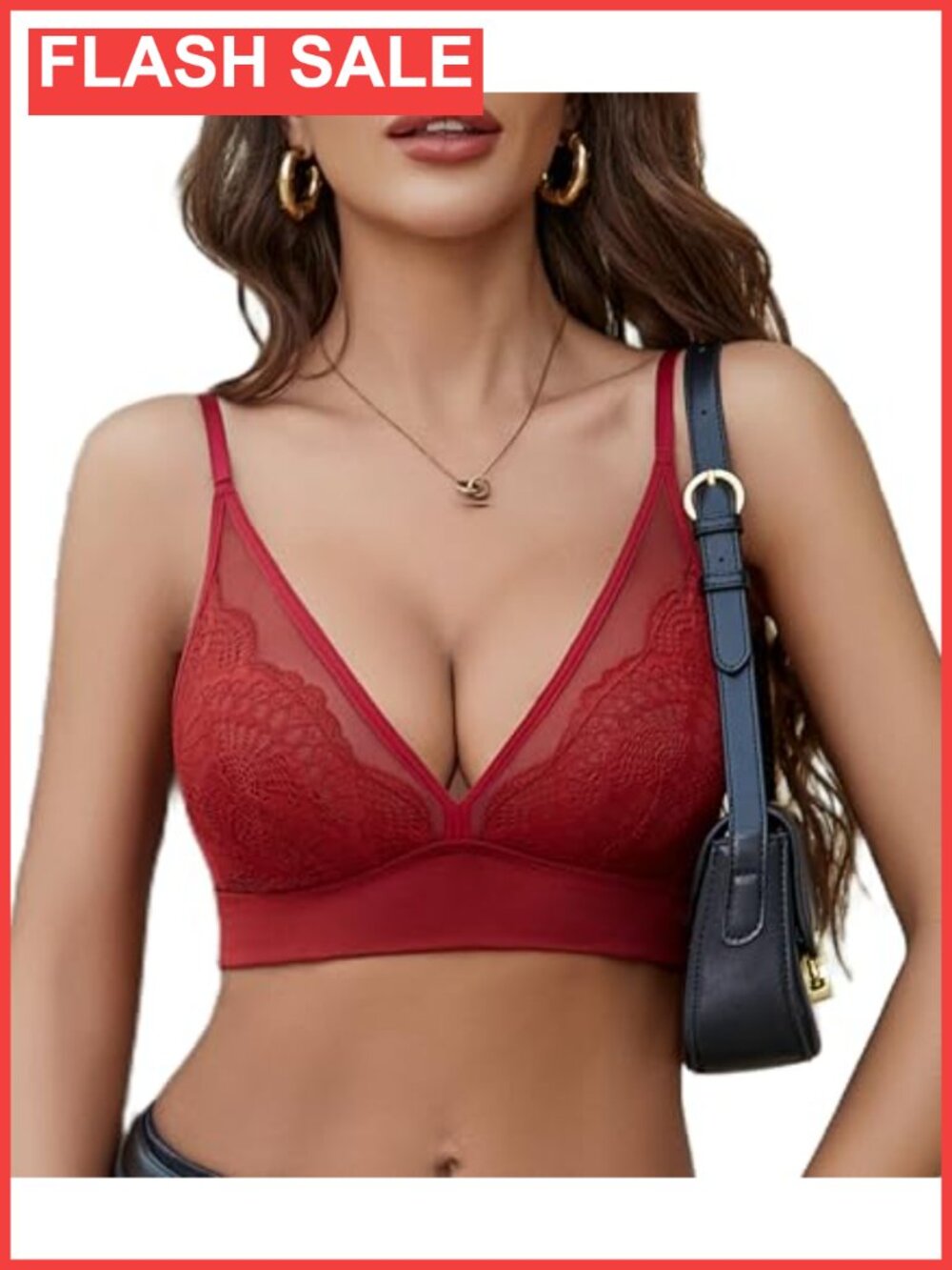 Lace Bralette Wireless Mesh Deep V Bra Sexy Sleepwear